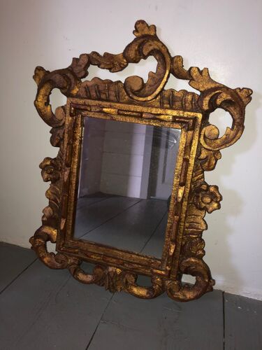Miroir doré en bois ancien vintage 33x43cm