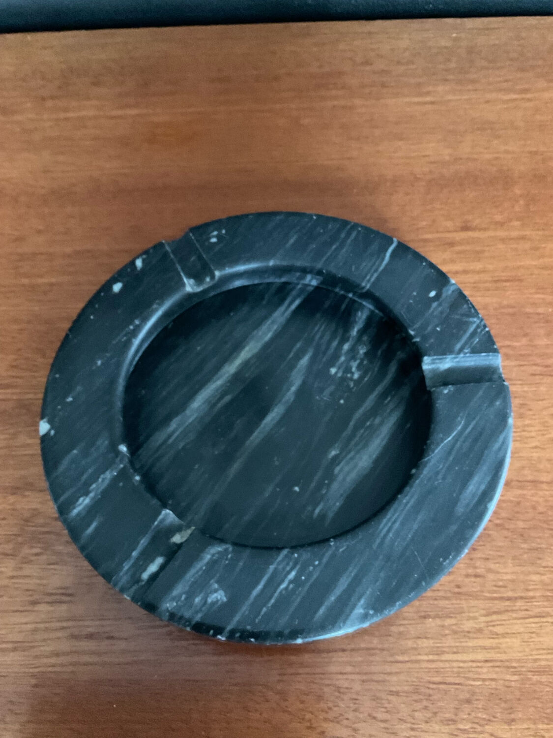 Vintage black marble ashtray and catchall.