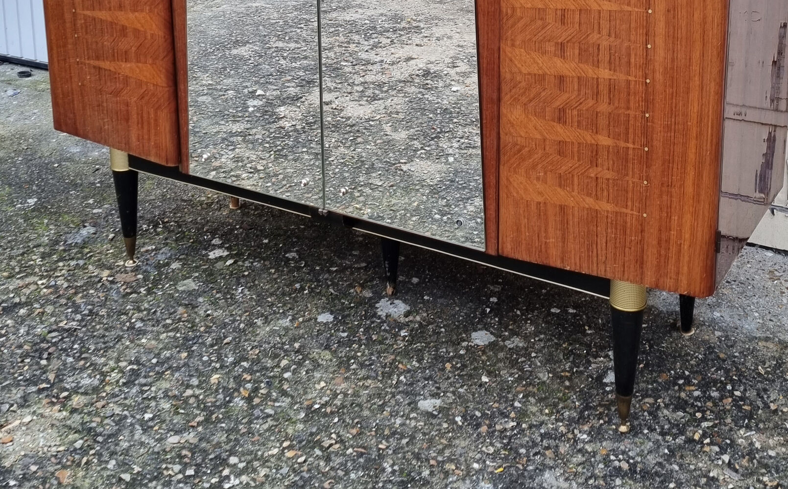 Wardrobe inlaid vintage shelves 50s, mirror