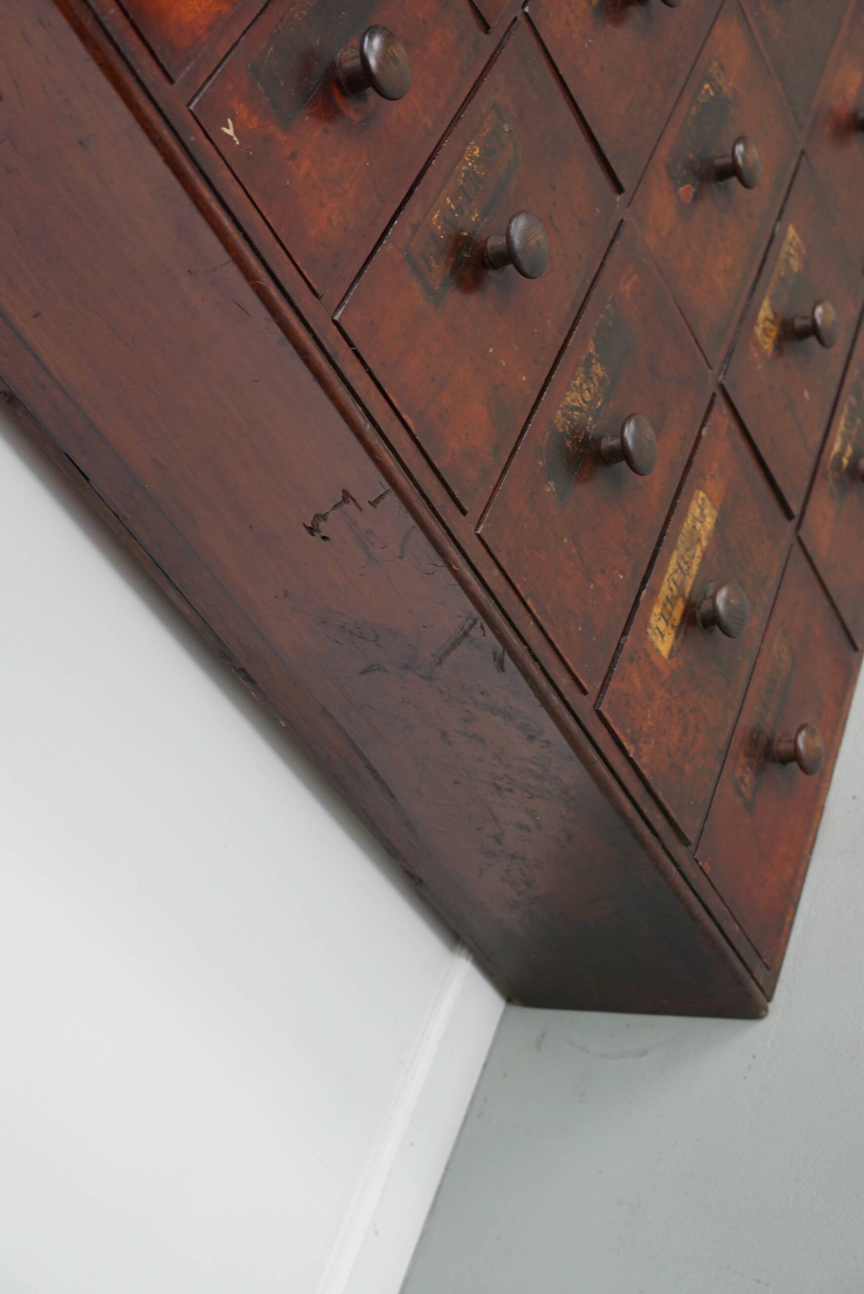 Antique Hardwood Apothecary Cabinet / Bank of Drawers, England, 19th Centur