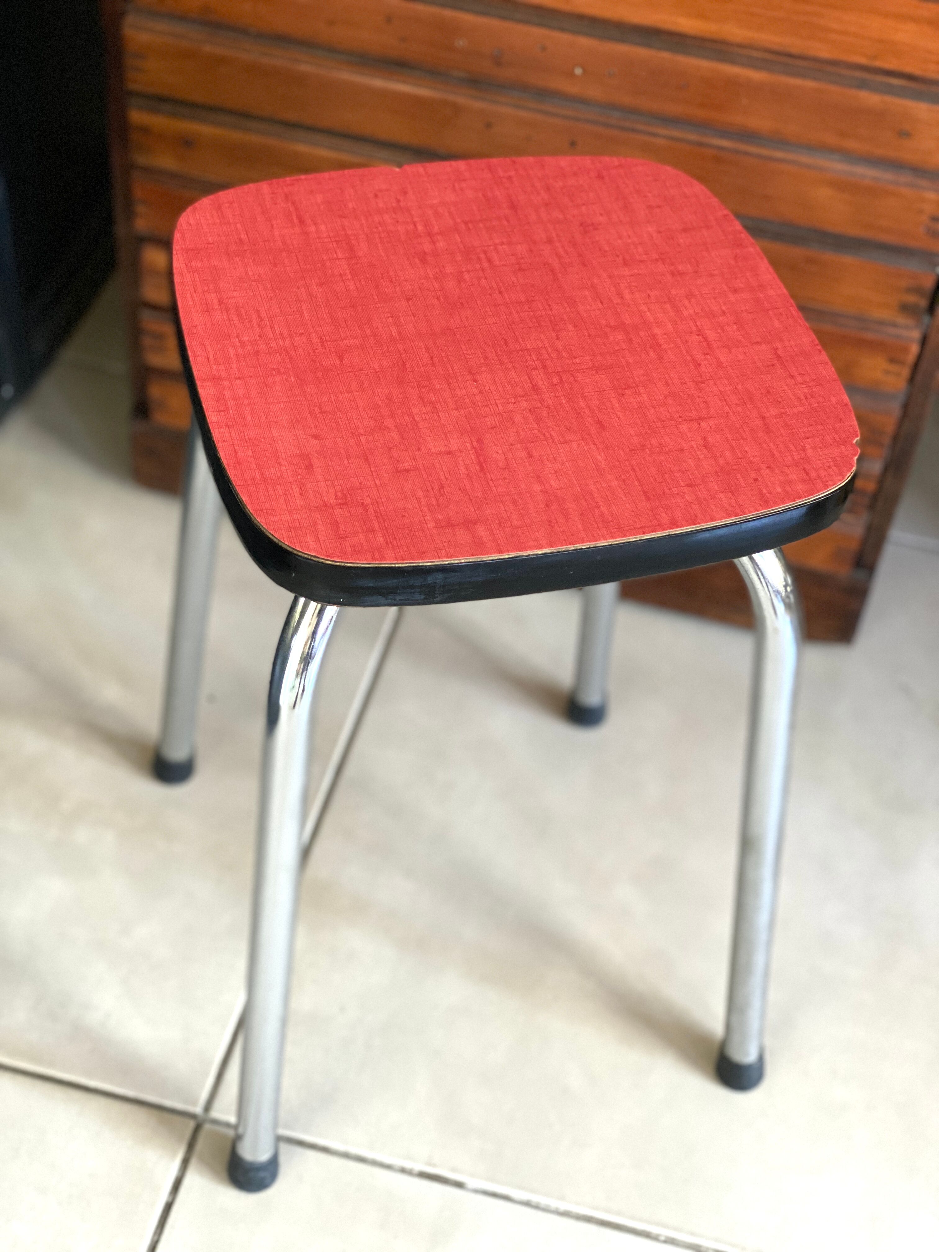 Red formica stool