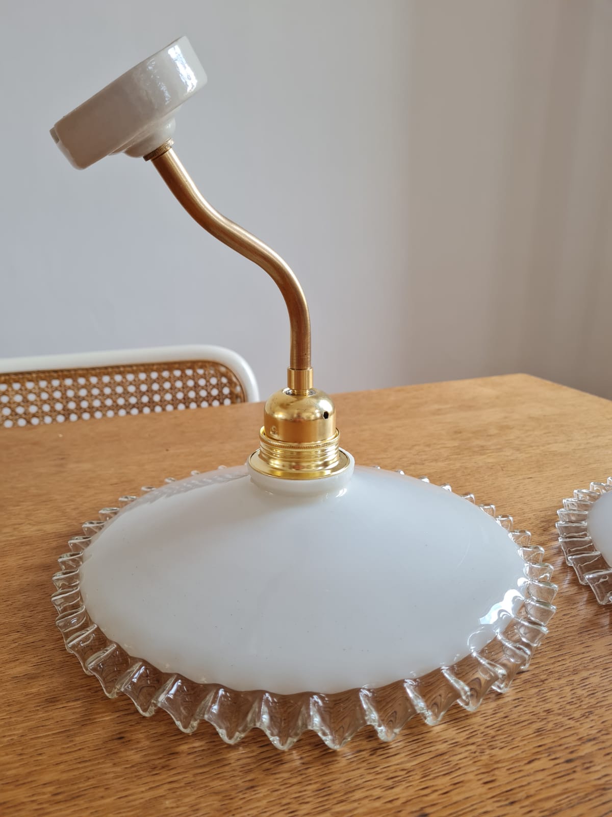 Pair of opaline wall lamps