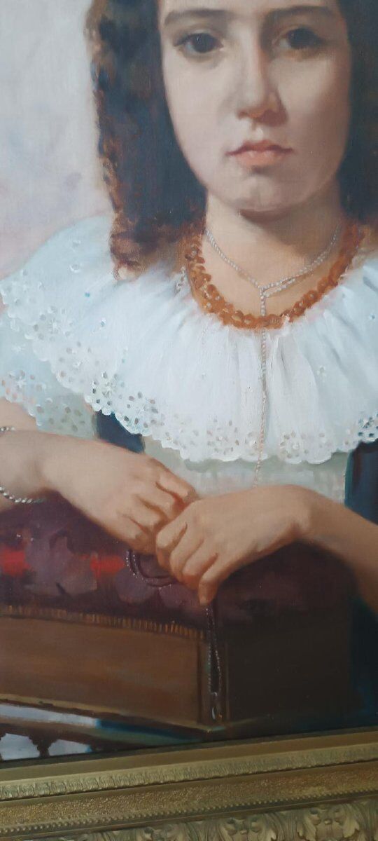 Oil on canvas female portrait 1898 - Maurizio Barricelli (Benevento, 1874 – Rome, 1931)