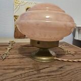 Clichy pink glass globe bowl converted into a table lamp.