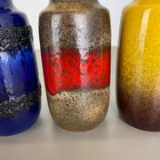 Set of Four Vintage Pottery Fat Lava Vases Made by Scheurich, Germany, 1970s