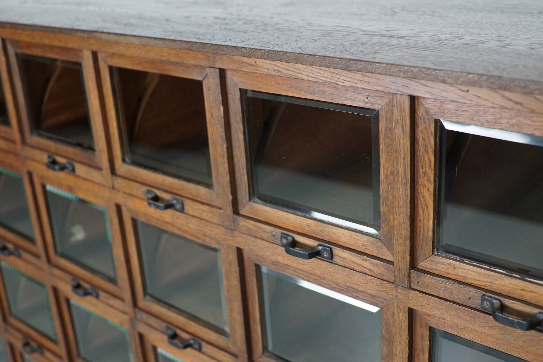 Antique German Oak Haberdashery Shop Cabinet, 1920/30s