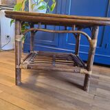 Table basse vintage 70 rotin