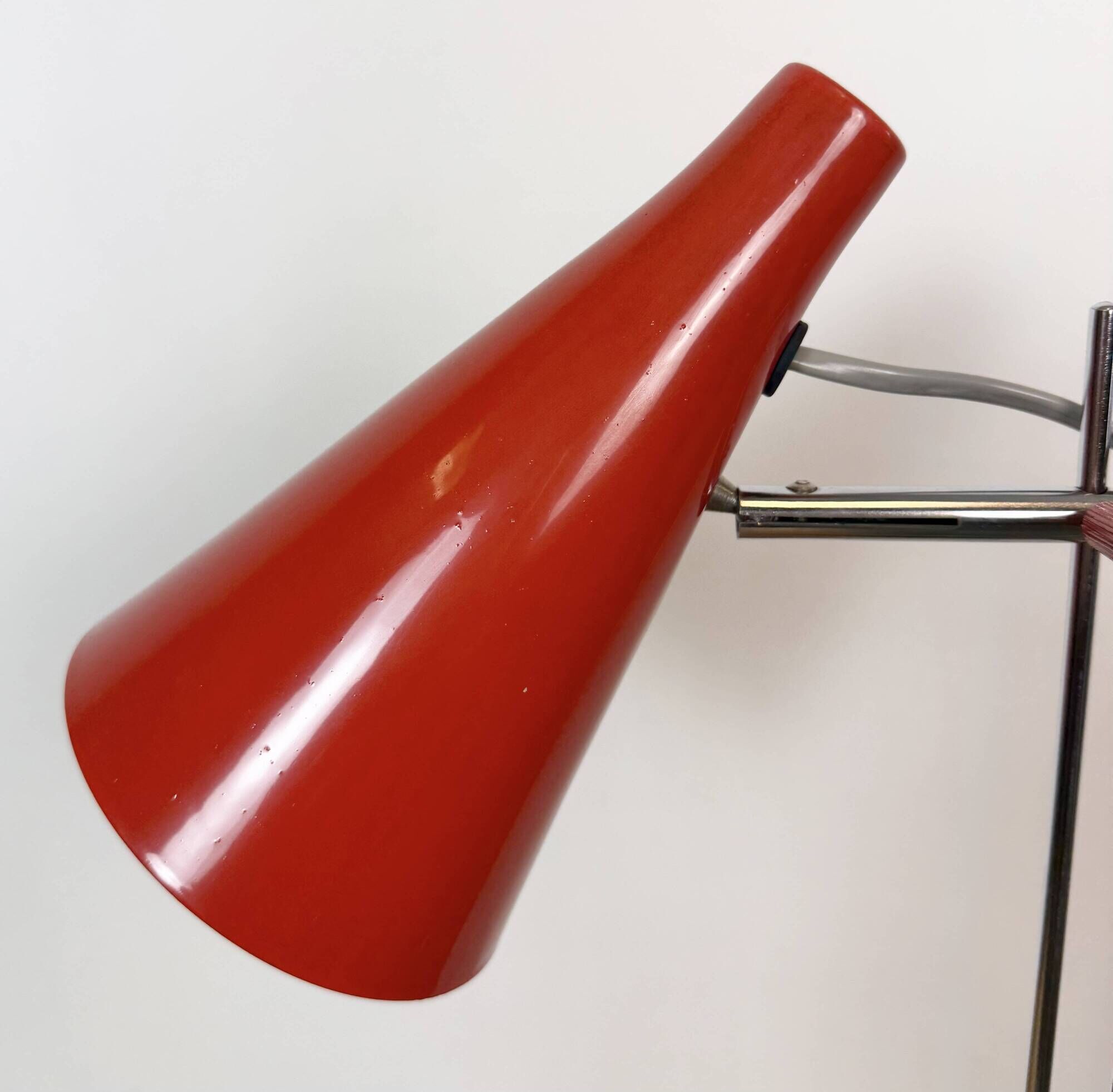 Vintage Red Table Lamp by Josef Hůrka for Lidokov, 1960s