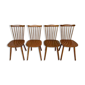 Série de 4 chaises bistrot Baumann Modèle Menuet 1960
