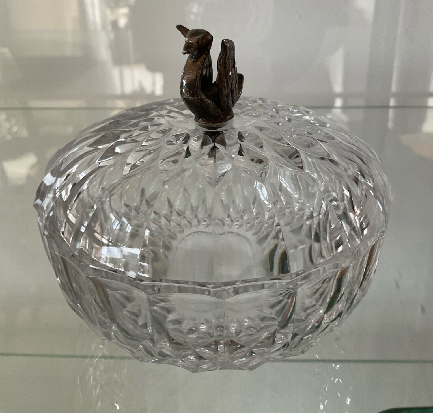 Bonbonnière vintage en cristal Val St Lambert