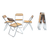 Castelli Plia wicker folding chairs Giancarlo Piretti, set of 8