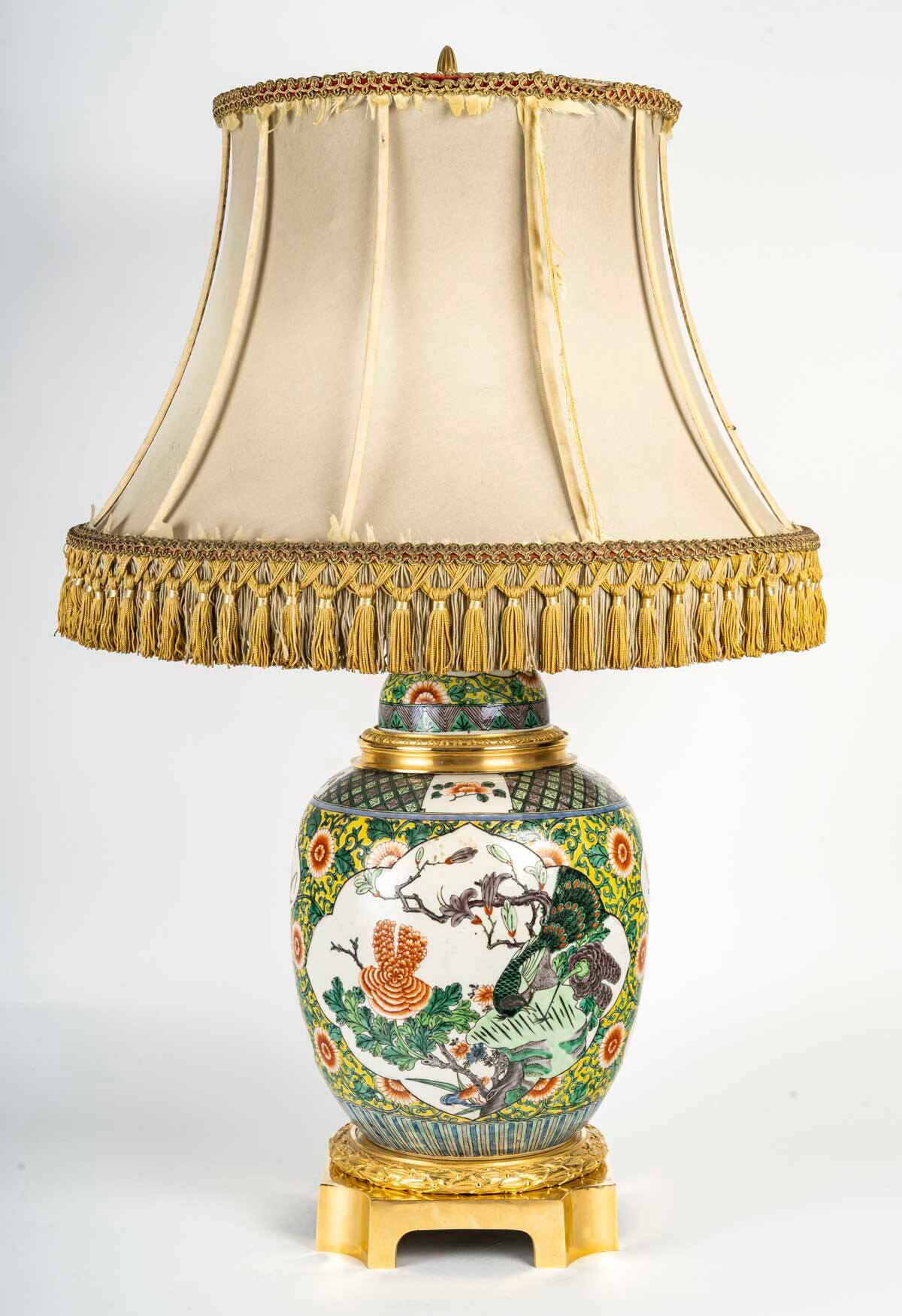Samson Porcelain Lamp in Chinese Style, 19th Century