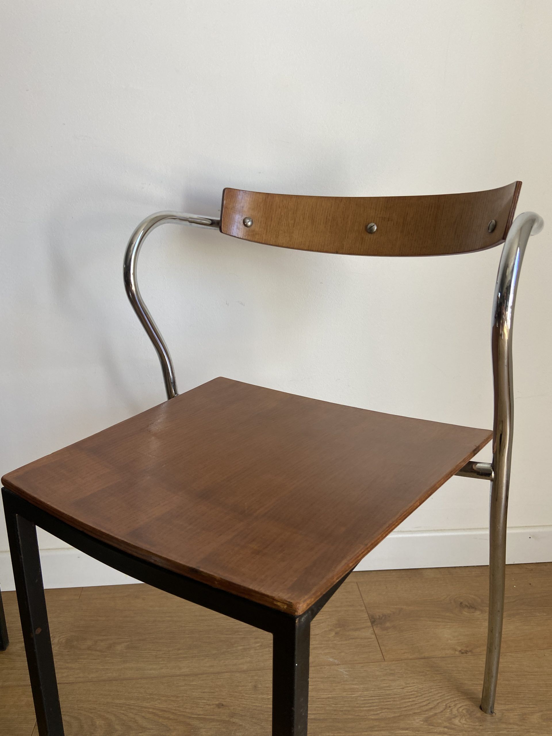 Pair of chairs design in wood and metal model "rio" by Pascal Mourgue