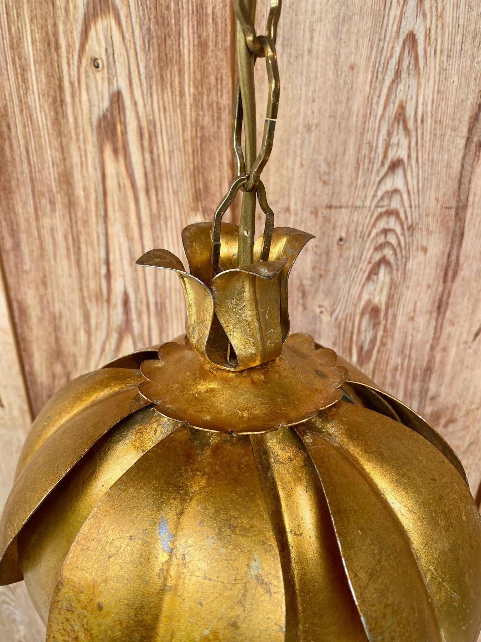 Vintage gold metal flower pendant