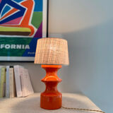 Orange ceramic lamp - 70s.