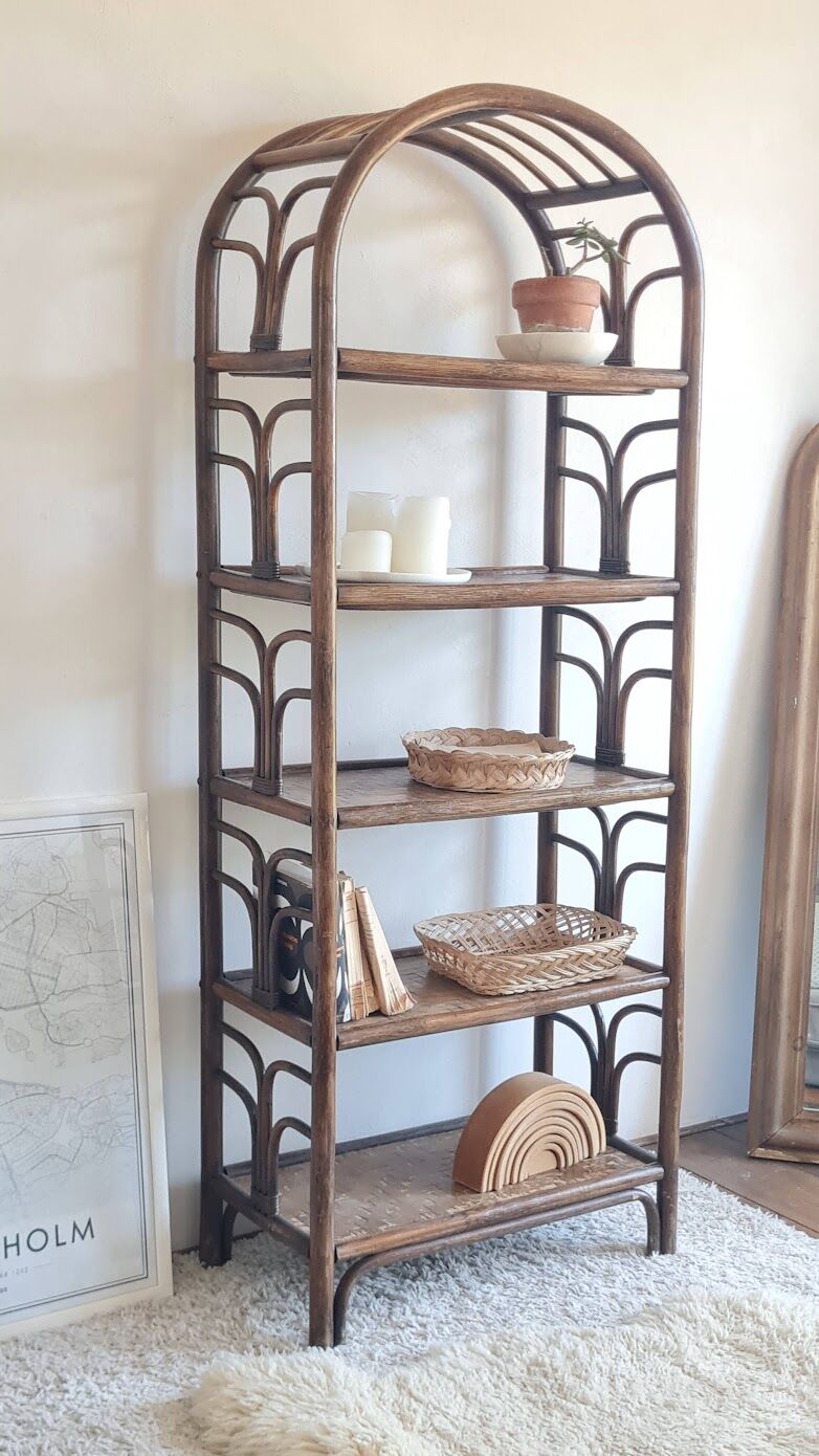 Vintage rattan library from the 70s