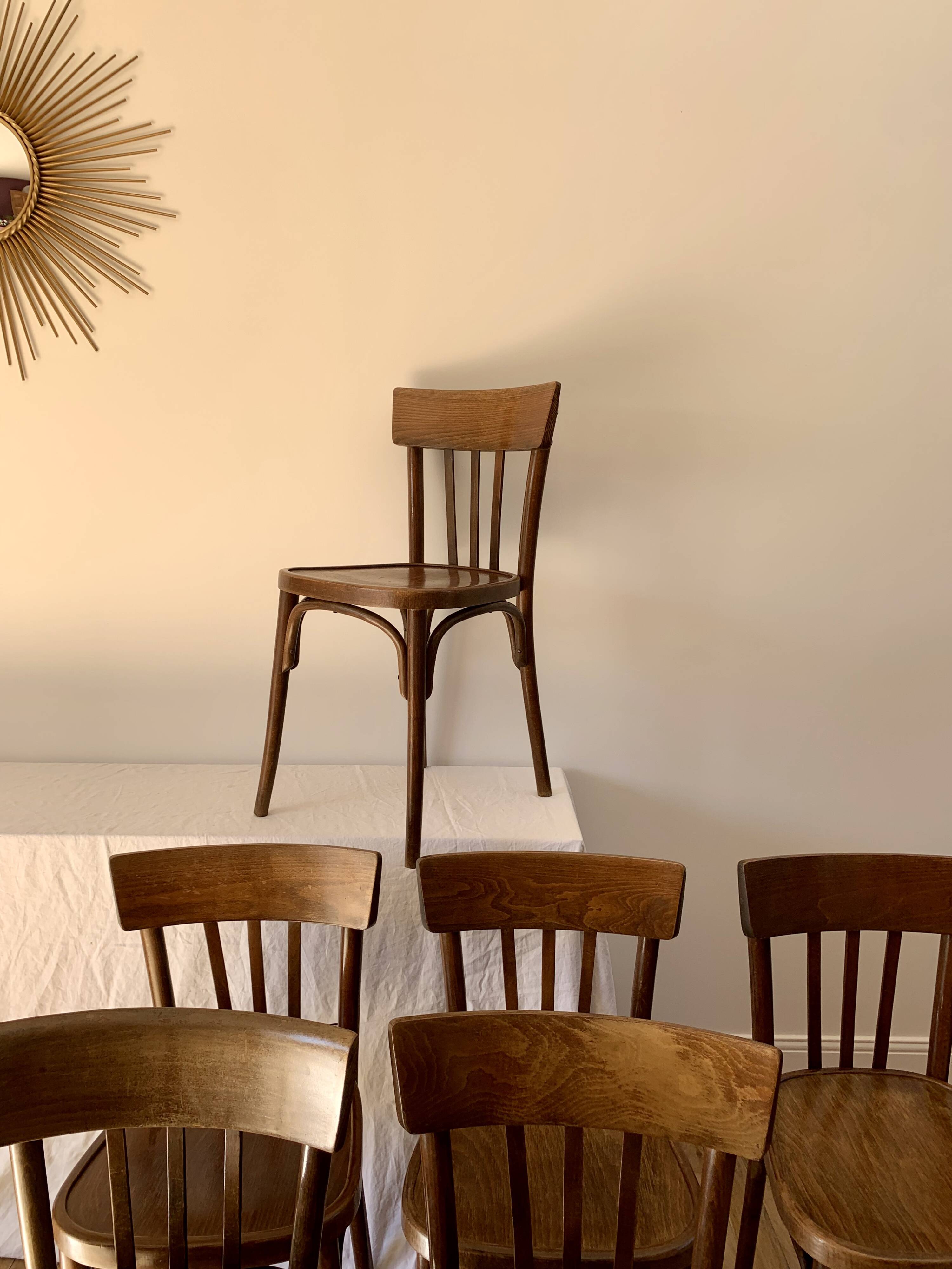 set of 6 bentwood bistro chairs from the 1950s