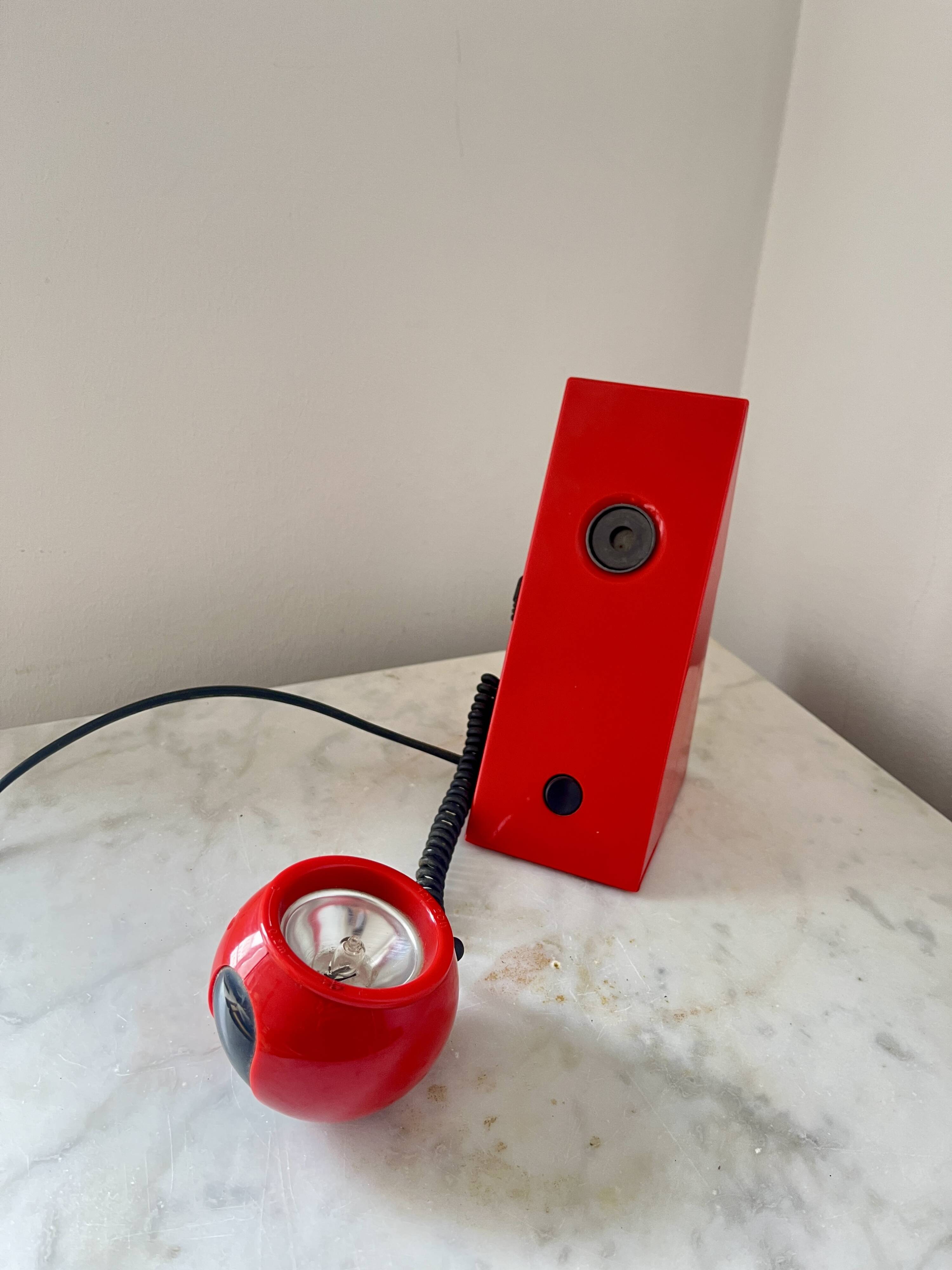 Vintage Space Age Red Magnetic Table Lamp by Brilliant Leuchten AG, Germany