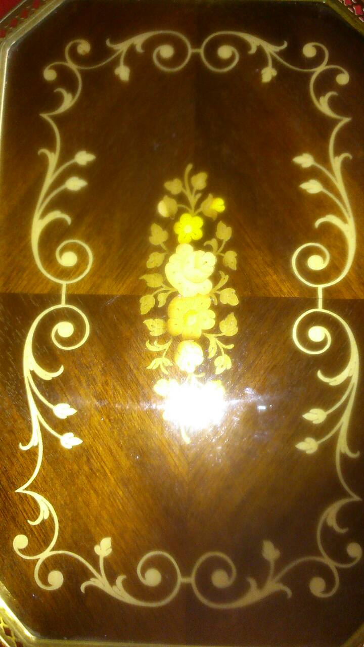 Italian marquetry and brass tray