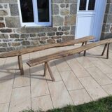Old benches in raw wood