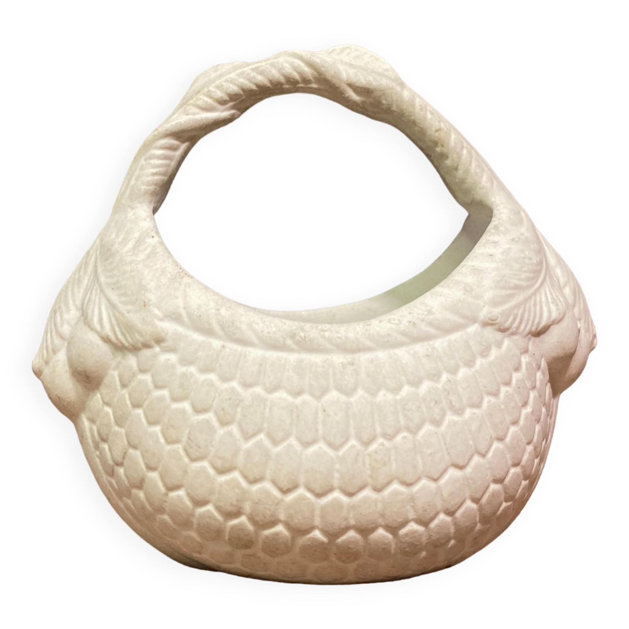 Basket tray-pouch bouquetière in porcelain biscuit