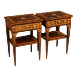 Pair of Louis XVI style inlaid bedside tables from the 20th century