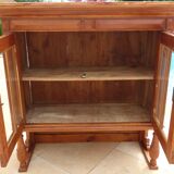 Atypical display cabinet in solid cherry wood with two doors