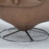 1970s, Scandinavian swivel chair, original condition, brown furniture leather.