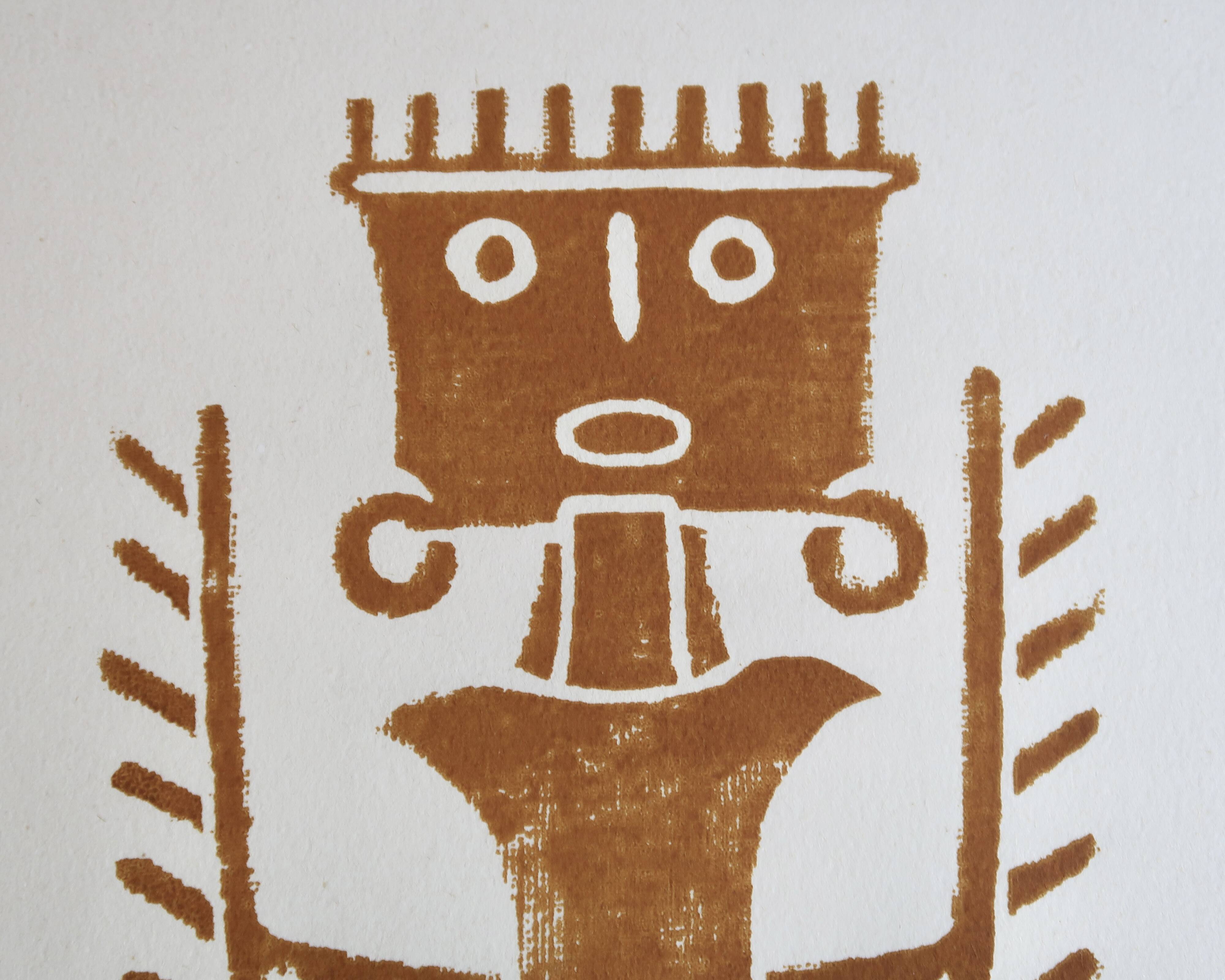 Original Pre-Columbian print, 1960s
