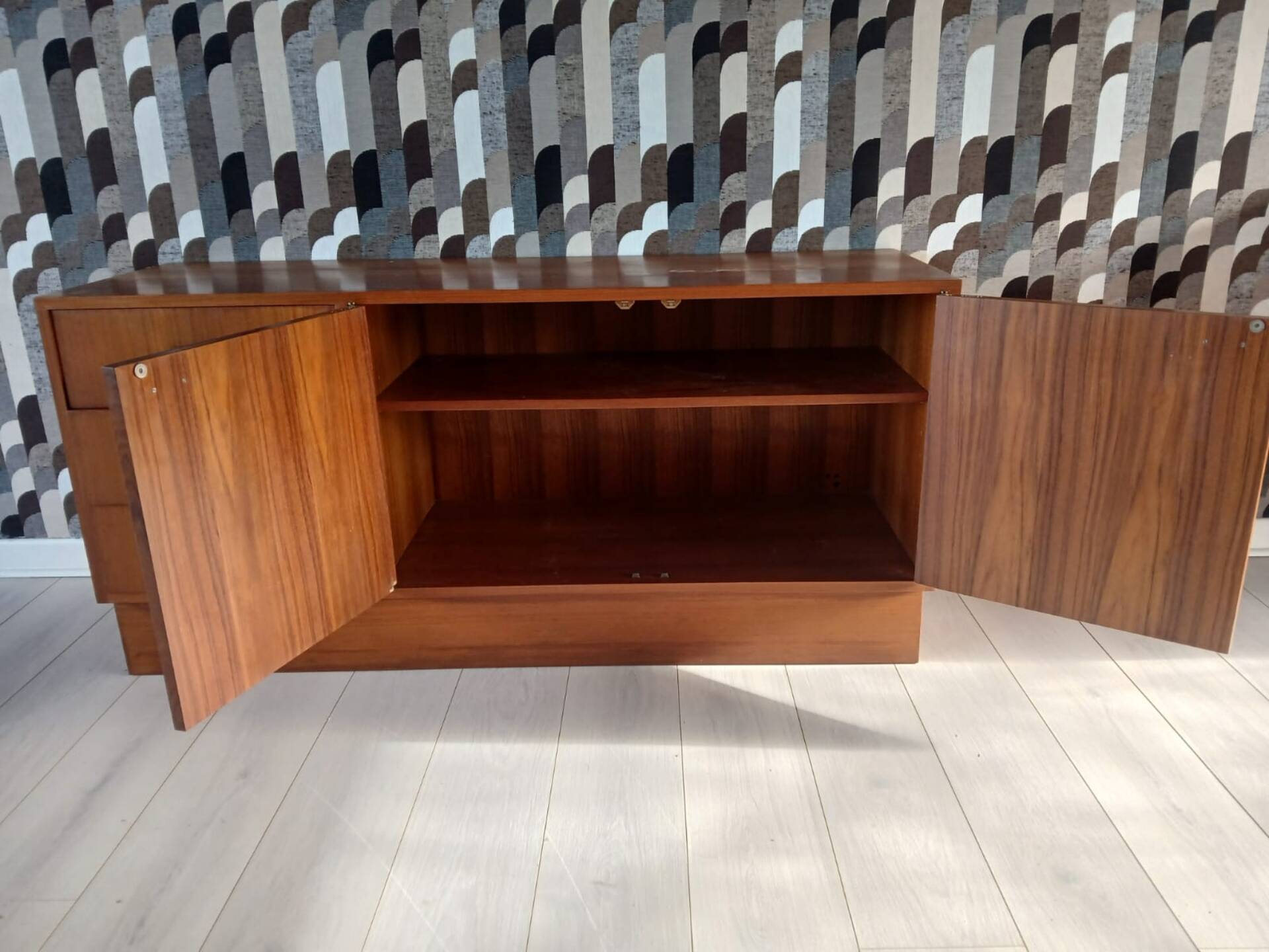 Large modular vintage sideboard in wood – 1960s/70s – 248 cm