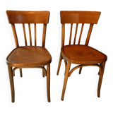 Pair of curved wooden bistro chairs