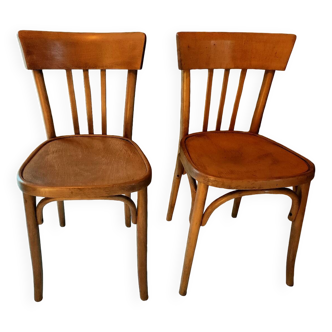 Pair of curved wooden bistro chairs