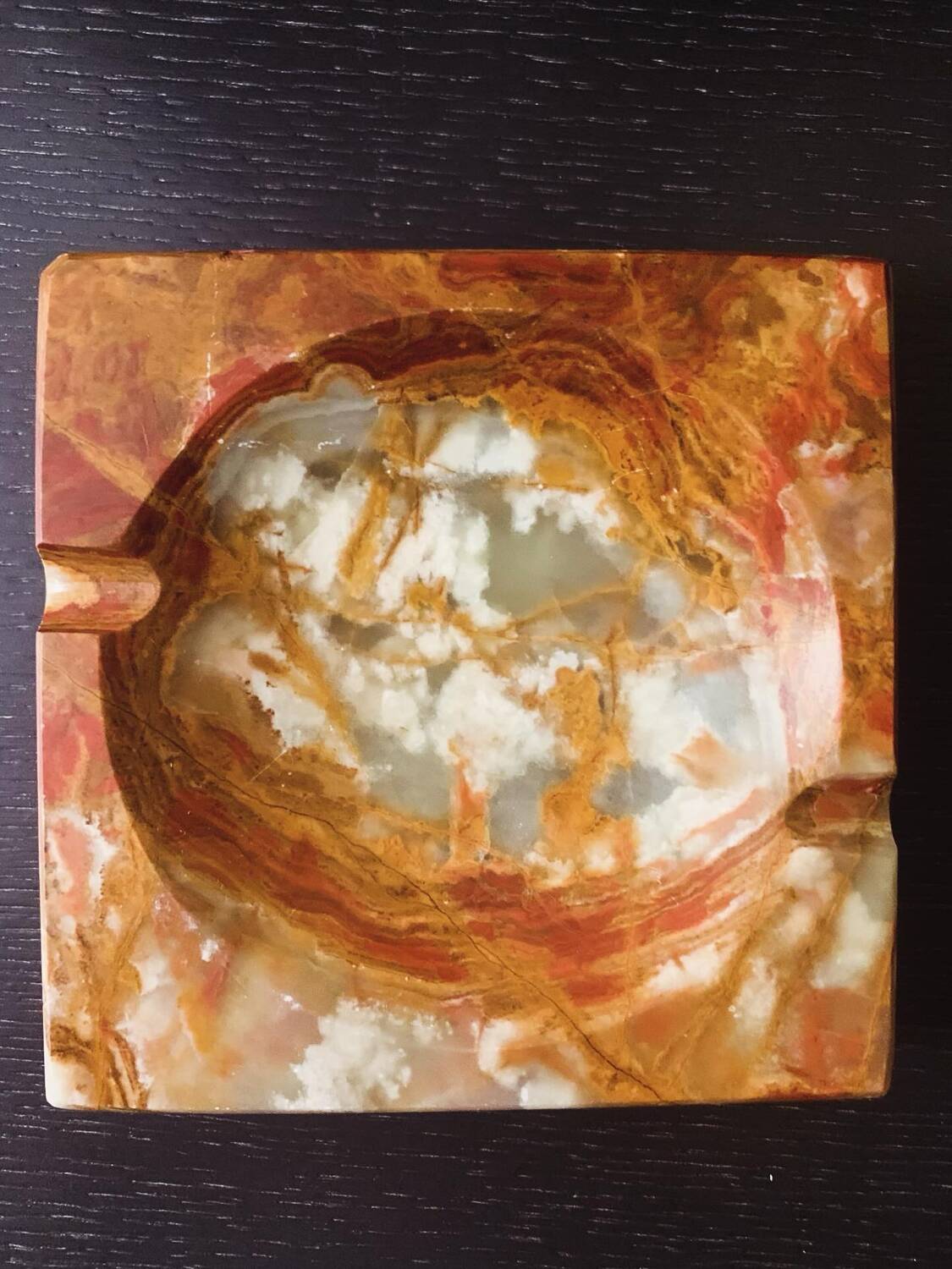 Cendrier vide poche onyx marbre vintage