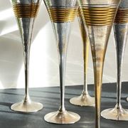 6 Flutes Champagne Laiton Argenté Vintage