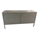 Small mouse gray industrial piece of furniture/sideboard.