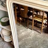 Classic mirror in carved and ecru beaded wood
