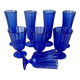 8 vintage aperitif glasses in cobalt blue coloured glass from Portugal.