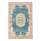 Tapis turc vintage fait main bleu et vert 7x10, 211x320 cm SK4996