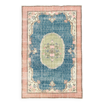 7x10 Blue & Green Handmade Turkish Vintage Rug, 211x320 Cm SK4996