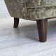1960s, Danish 3-seater curved sofa, furniture velour, beech wood legs.