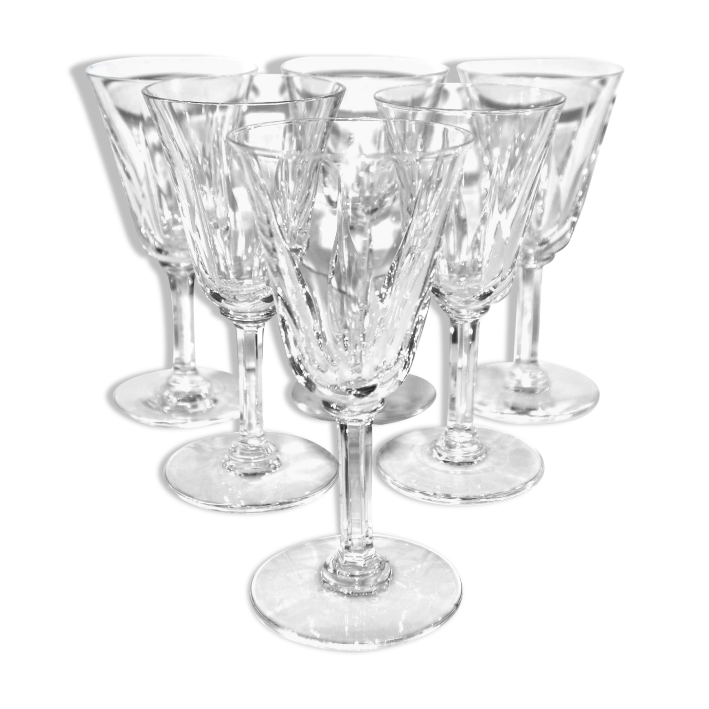 Série de 6 verres à vin en cristal taillé cerdagne signés Saint-Louis