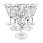 Saint-louis series of 6 cerdagne cut crystal wine glasses signed 13.8 x 6.4