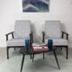 Pair of Henryk Lis 300-190 armchairs, 1970s, heathered grey-blue fabric. Ref: