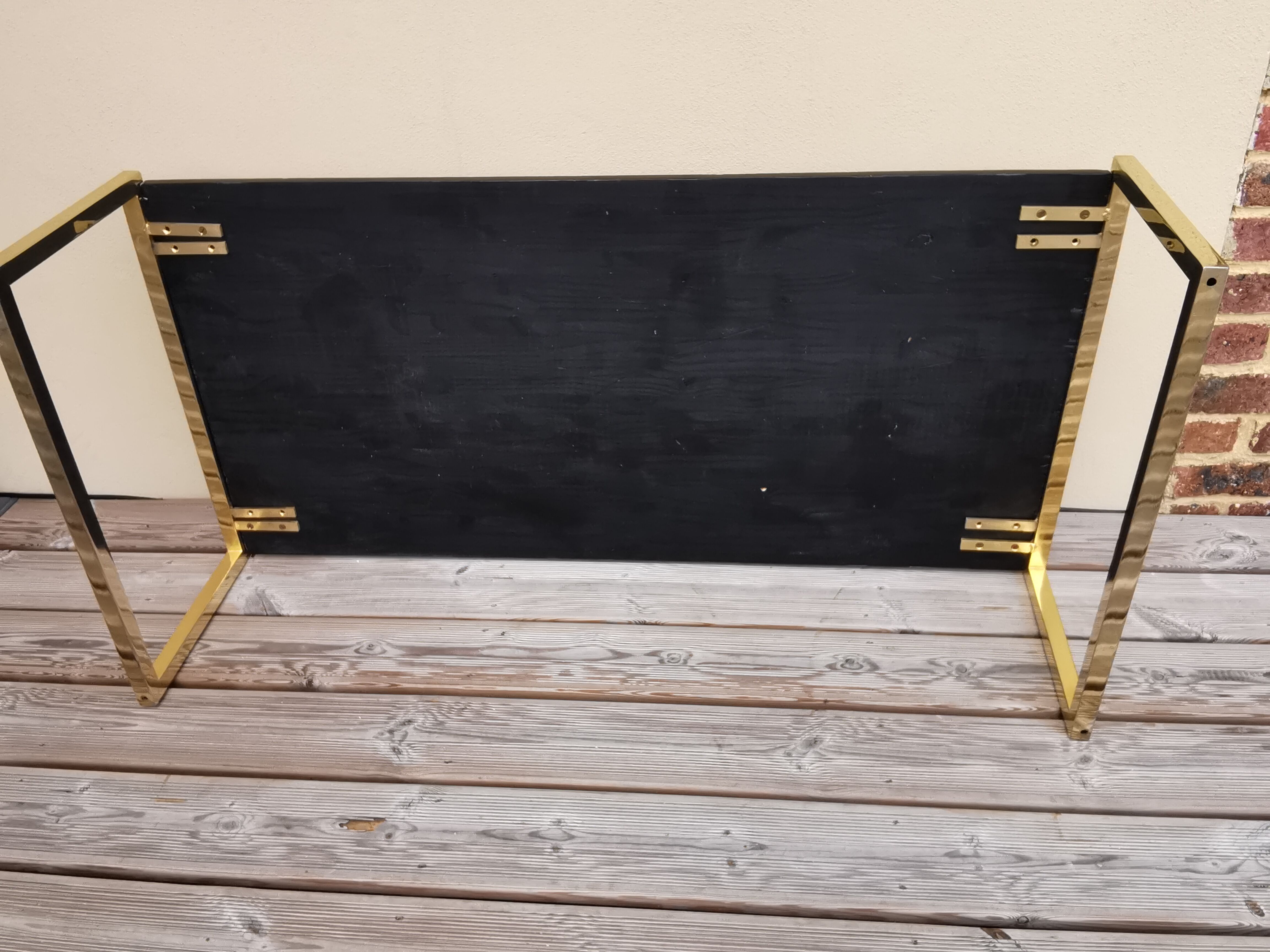 Metal and wood coffee table