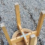 Pair of Scandinavian birch and sea rush stools from the 70s/80s