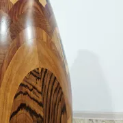 Monumental wooden floor vase / intarsia / wood mosaic / Africa / 1950s–1960