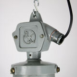 Vintage light blue enamel industrial factory pendant light from ElKo, 1960s