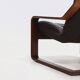 Fauteuil lounge scandinave en bois courbé et cuir 1960