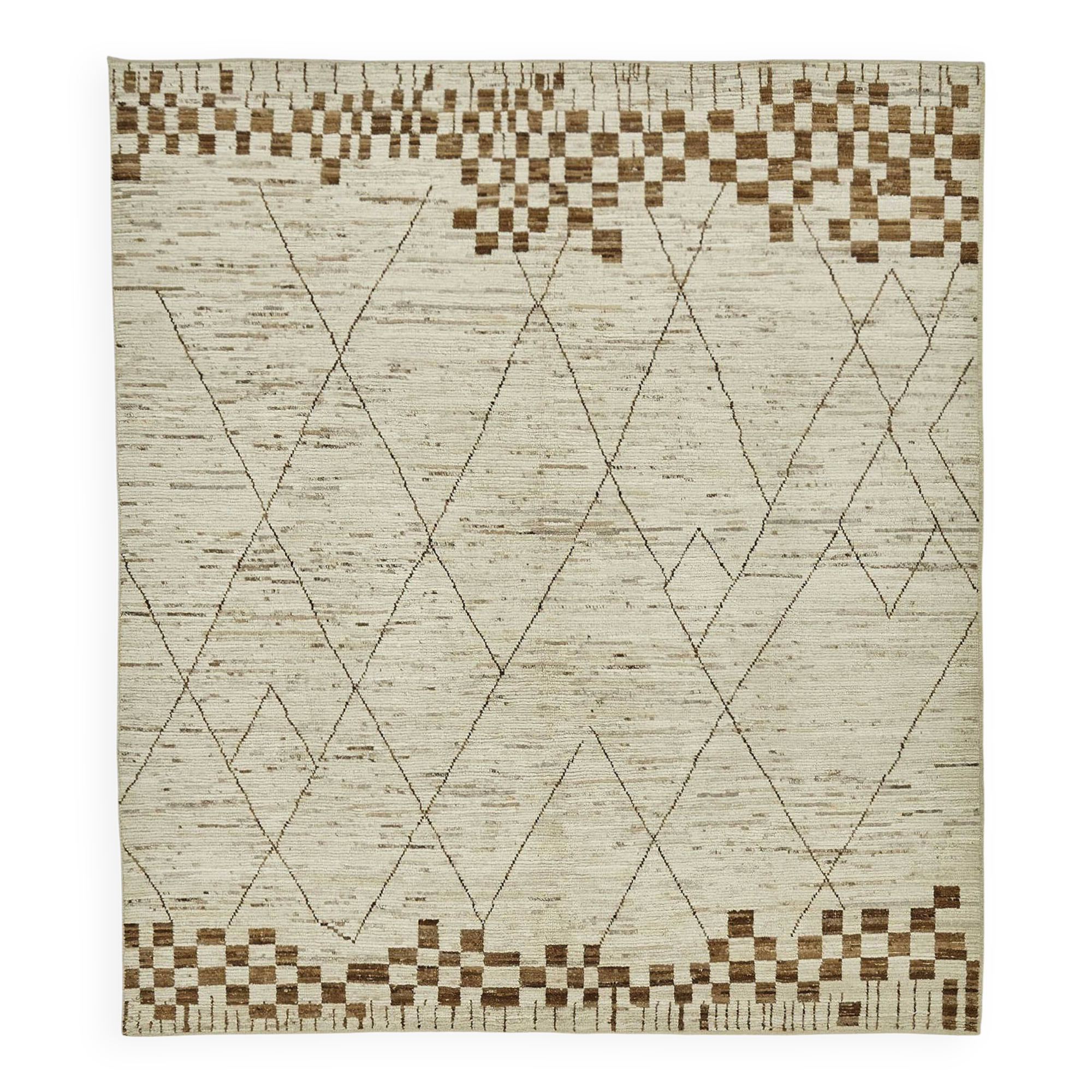 Handwoven Tribal One of a Kind 259 cm x 293 cm Beige Wool Carpet