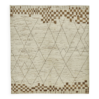 Handwoven Tribal One of a Kind 259 cm x 293 cm Beige Wool Carpet